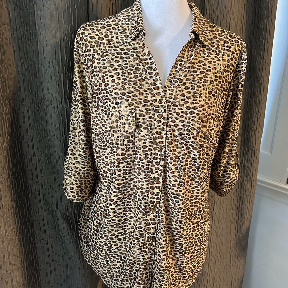 Stylish Leopard Print Women's Blouse